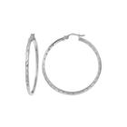 Silver Reflections&trade; Sterling Silver 40mm Pattern Hoop Earrings