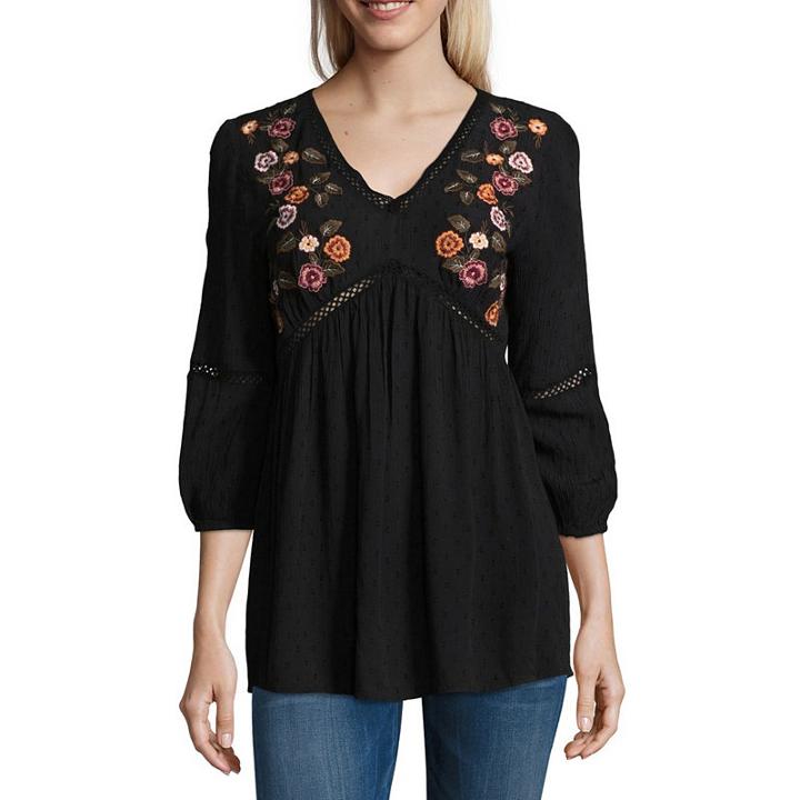 Arizona 3/4 Sleeve Peasant Top-juniors