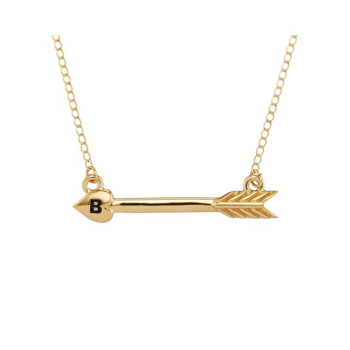 Personalized 10k Yellow Gold Initial Arrow Necklace