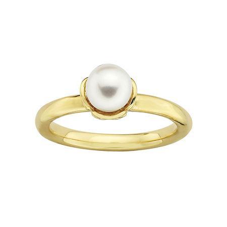 Personally Stackable 18k Gold-plated Sterling Silver Cultured Pearl Ring