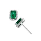 Lab-created Emerald-cut Emerald & Cubic Zirconia Sterling Silver Earrings
