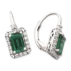 Lab-created Emerald & White Sapphire Earrings