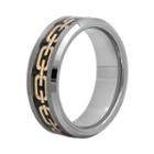 Mens 8mm Comfort Fit Chain Inlay Tungsten Wedding Band