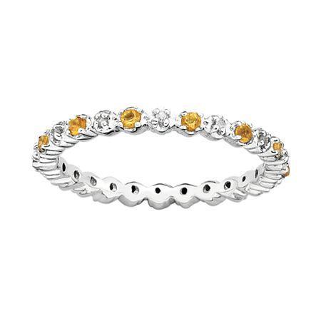 Personally Stackable Genuine Citrine & Diamond-accent Eternity Ring