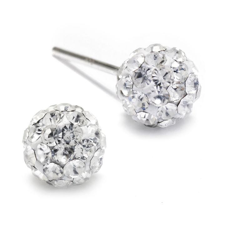 Silver Treasures Sterling Silver Crystal Ball Stud Earrings
