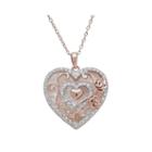 Mothers Love Crystal-accent 14k Rose Gold Over Silver Heart Pendant Necklace