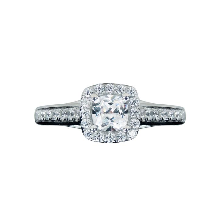 Modern Bride Signature 1 1/2 Ct. T.w. Diamond 14k White Gold Halo Engagement Ring