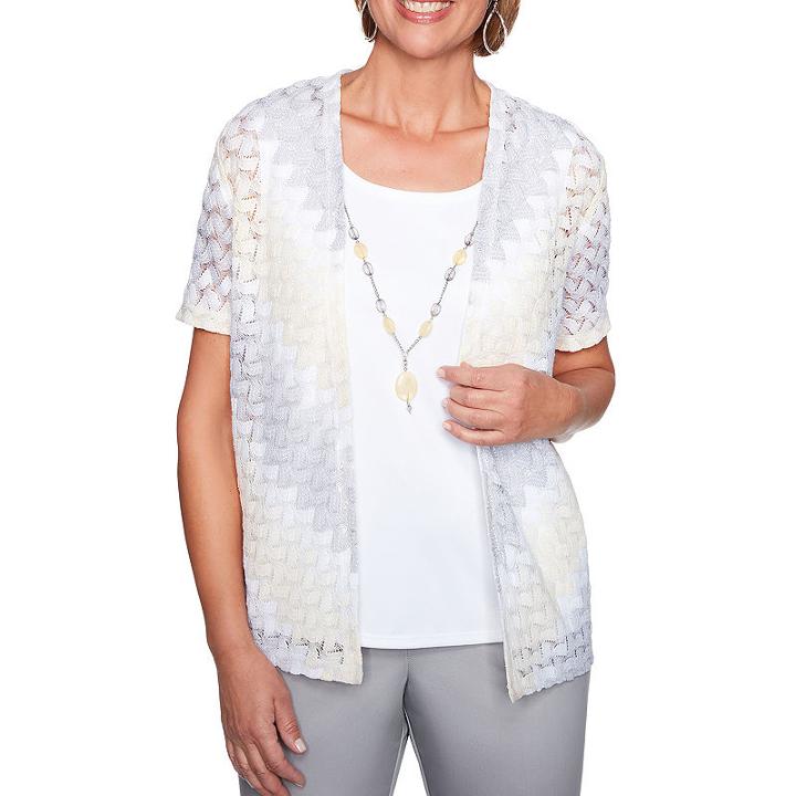 Alfred Dunner Charleston Short Sleeve Crew Neck T-shirt-womens