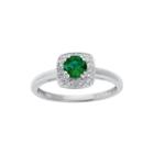 Lab-created Emerald And Genuine White Topaz Sterling Silver Ring
