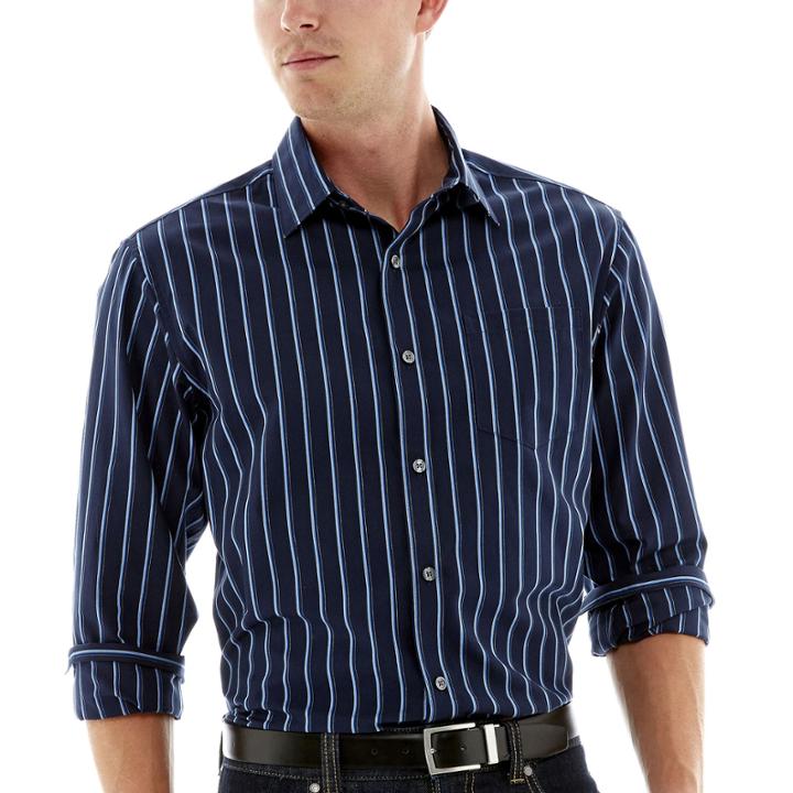 Claiborne Long-sleeve Blue Woven Shirt