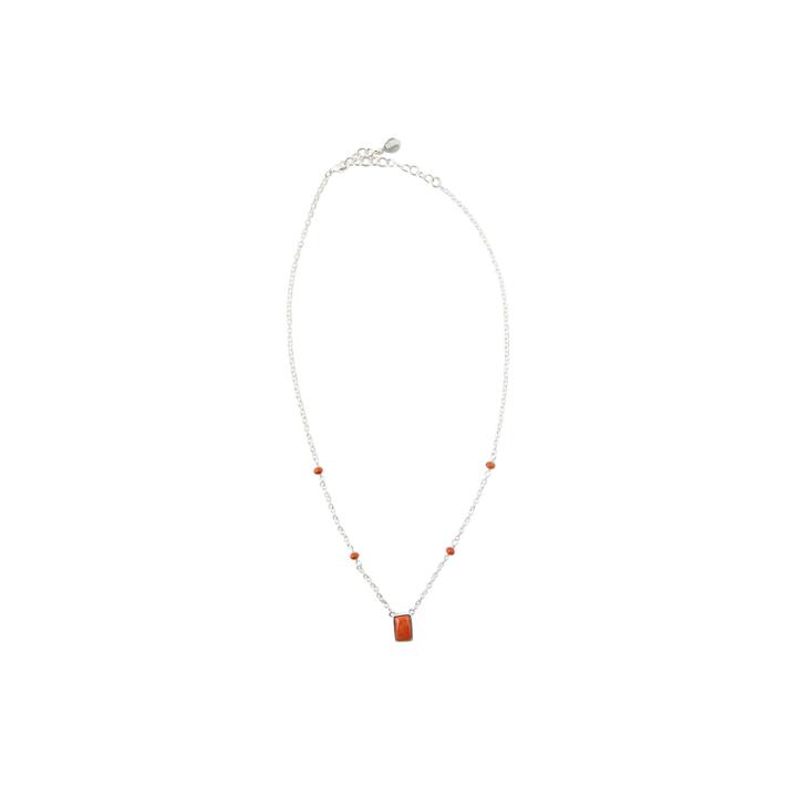 Womens Orange Sponge Coral Sterling Silver Illusion Necklace