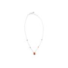 Womens Orange Sponge Coral Sterling Silver Illusion Necklace