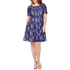 Danny & Nicole Elbow-sleeve Lace Fit-and-flare Dress - Plus