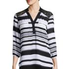 Hollywould 3/4-sleeve Striped Chiffon Top