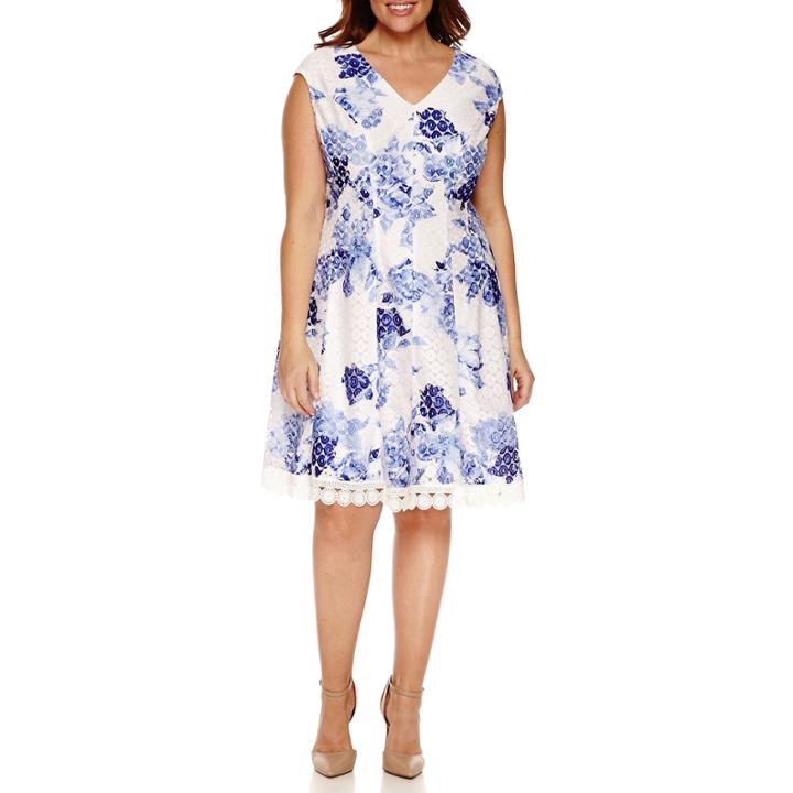 Studio 1 Sleeveless Lace Fit & Flare Dress-plus