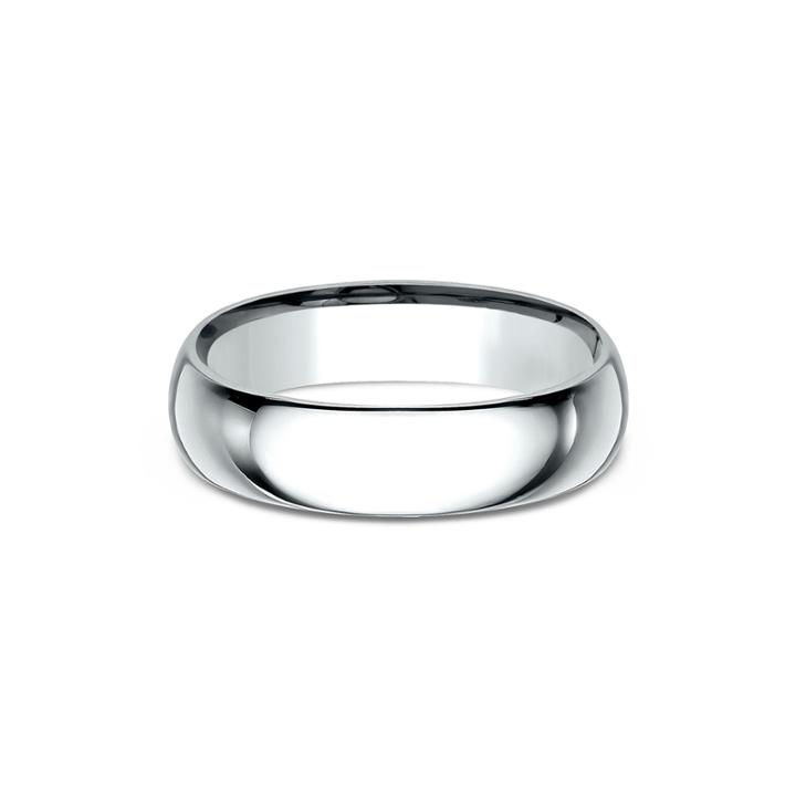 Mens 18k White Gold 6mm Comfort-fit Wedding Band