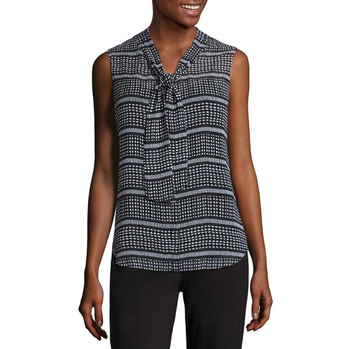 Liz Claiborne Sleeveless V Neck Woven Blouse