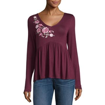 Derek Heart Long Sleeve Peplum Top Juniors