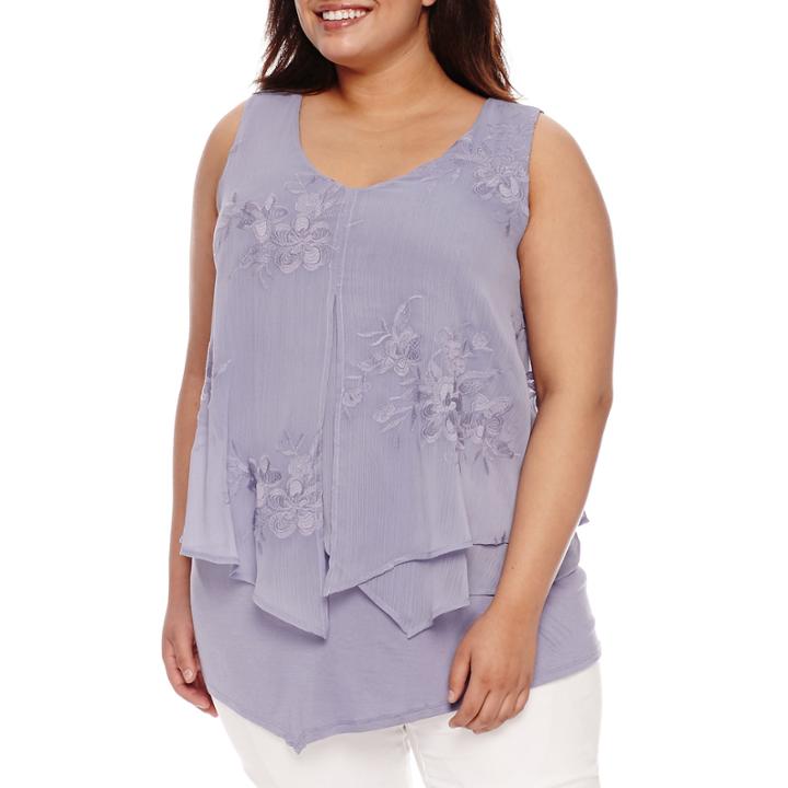 Alyx Sleeveless Floral Embroidered Woven Tank Top-plus