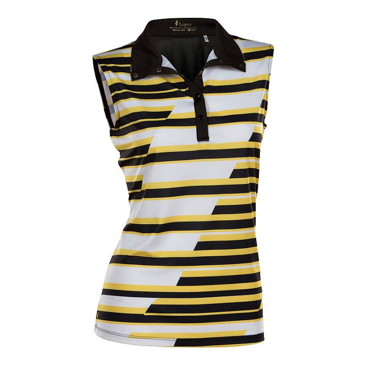 Sleeveless Stripe Jersey Polo Shirt - Plus