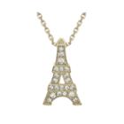 Diamond-accent 10k Yellow Gold Eiffel Tower Mini Pendant Necklace