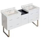 61.5-in. W Floor Mount White Vanity Set For 3h8-in. Drilling Bianca Carara Top Biscuit Um Sink