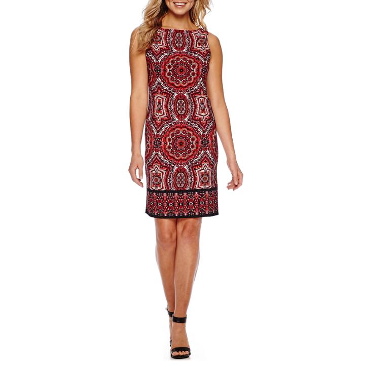 London Times Sleeveless Paisley Sheath Dress