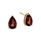 Genuine Red Garnet 14k Yellow Gold Pear-shaped Earrings