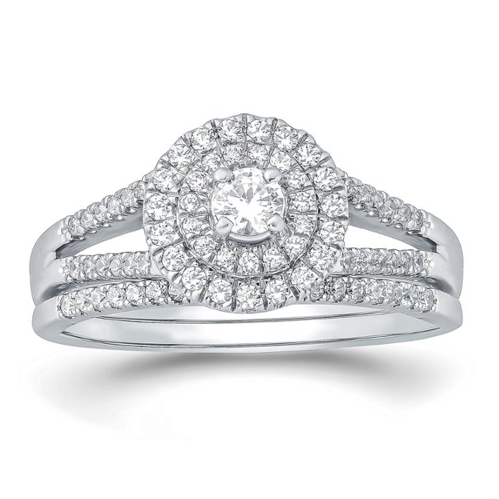 Womens 5/8 Ct. T.w. White Diamond 10k Gold Bridal Set