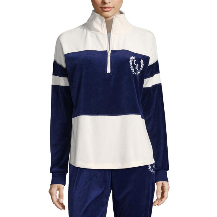 Flirtitude Velour Half Zip Sweatshirt-juniors