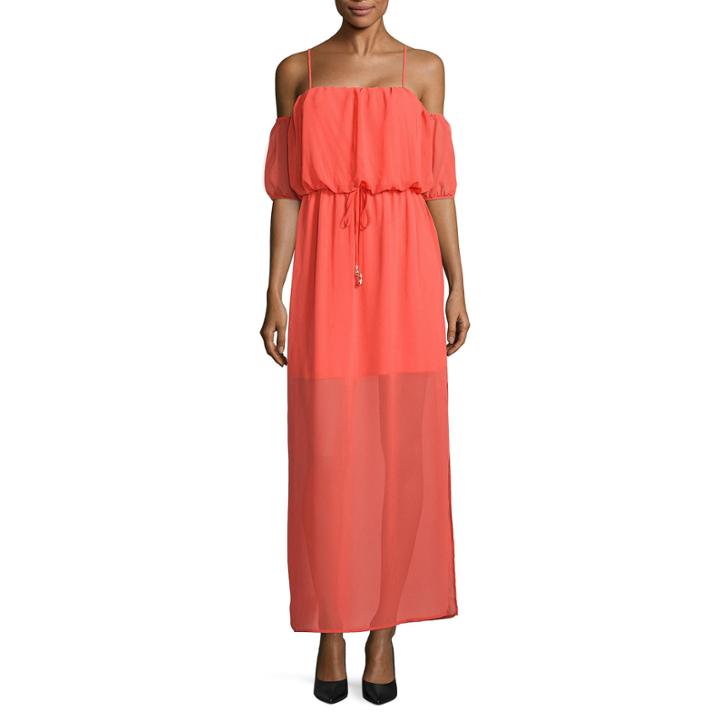 City Triangle 3/4 Sleeve Maxi Dress-juniors
