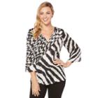 Rafaella 3/4 Sleeve V Neck Crinkle Blouse