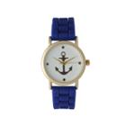 Olivia Pratt Womens Gold Anchor Emblem Dial Royal Silicone Watch