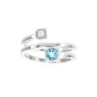 Sterling Silver Diamond Accent And Genuine Blue Topaz Spiral Ring
