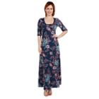 24seven Comfort Apparel Renee Blue And Green Maxidress - Plus