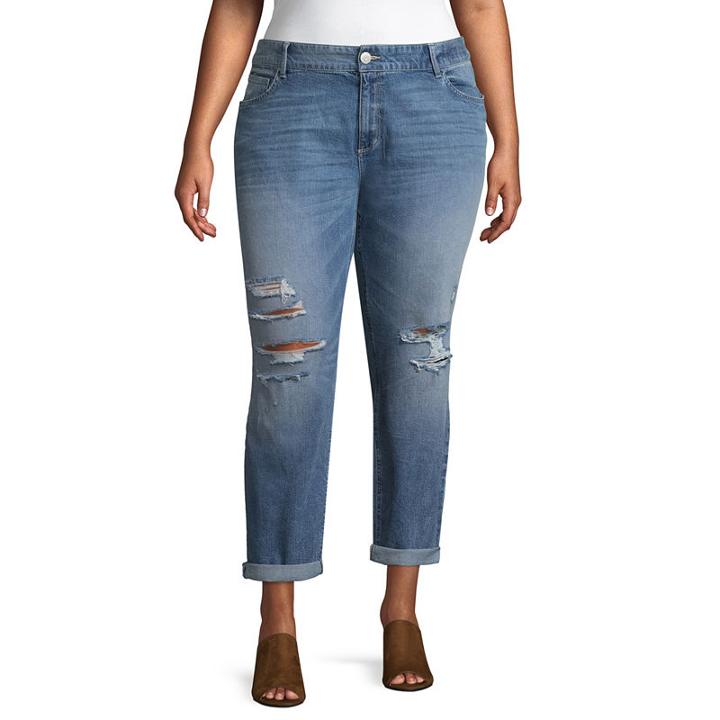 Boutique + Cropped Medium Wash Denim Pant-plus