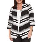 Alfred Dunner 3/4 Sleeve Textured Layered Stripesweater-plus