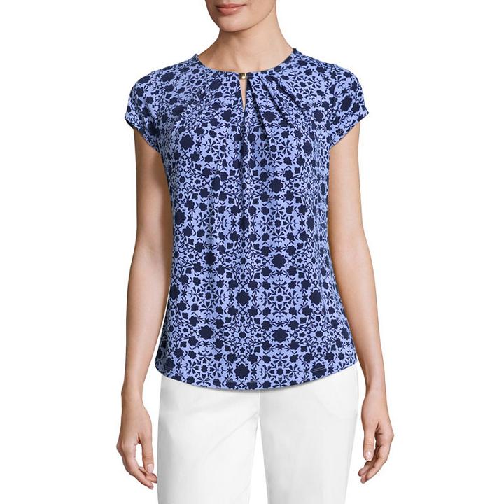 Liz Claiborne Short Sleeve Round Neck Knit Blouse
