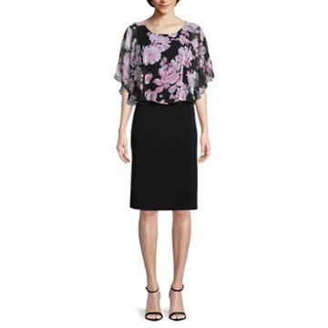 Connected Apparel Short Sleeve Floral Sheath Dress