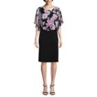 Connected Apparel Short Sleeve Floral Sheath Dress