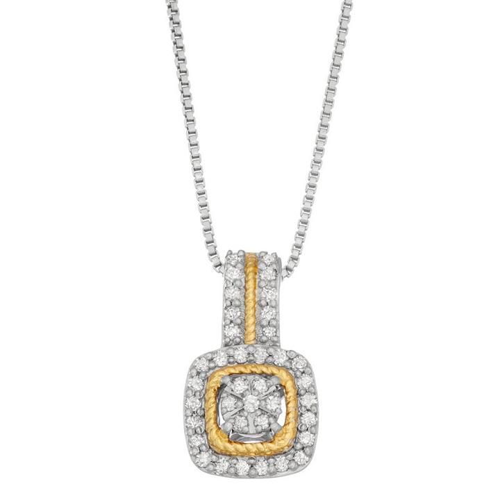 Womens 1/4 Ct. T.w. White Diamond 14k Gold Over Silver Sterling Silver Pendant Necklace