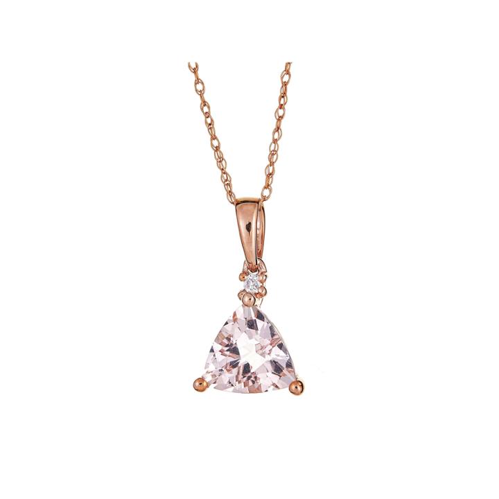 Limited Quantities Genuine Morganite & Diamond Accent 10k Rose Gold Pendant