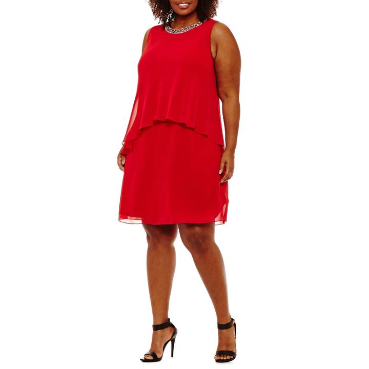 Scarlett Sleeveless Beaded Party Dress-plus