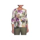 Alfred Dunner Palm Desert 3/4 Sleeve Crew Neck T-shirt-womens