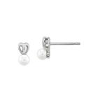 Diamond Accent Round White Pearl Sterling Silver Stud Earrings