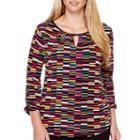 Worthington 3/4-sleeve Keyhole T-shirt - Plus