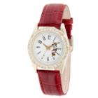 Disney Minnie Mouse Womens Red Strap Watch-wds000381