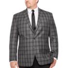 Collection By Michael Strahan Black Gray Plaid Classic Fit Sport Coat - Big And Tall