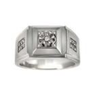 Mens Stainless Steel Diamond-accent Ring