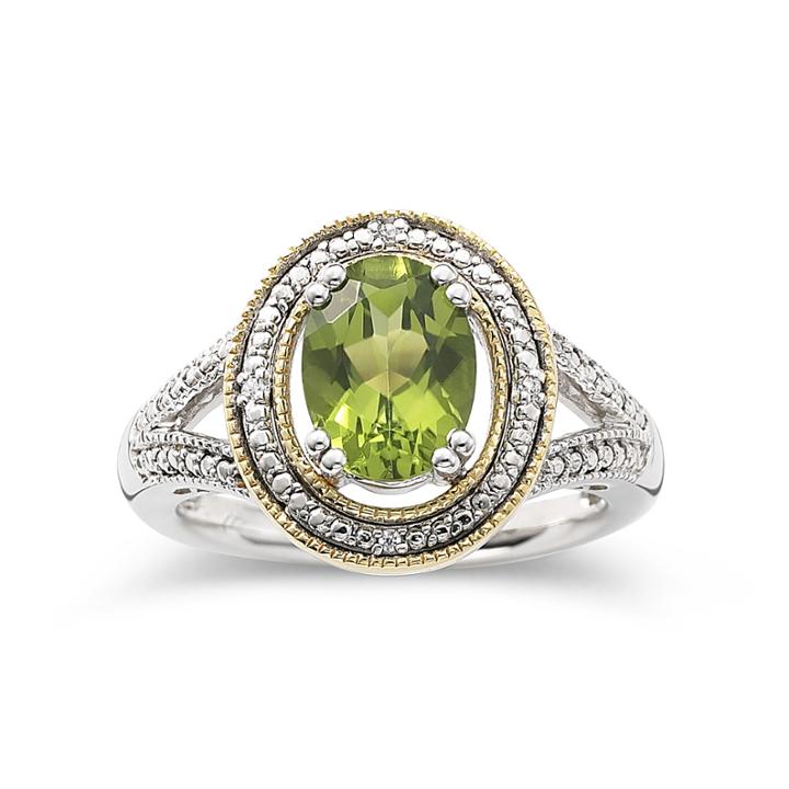 14k Gold Over Silver Peridot & Diamond-accent Ring
